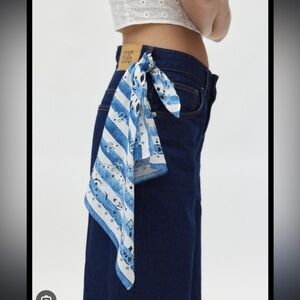 NWT Urban Outfitters Paisley Stripe Blue Square Scarf Bandana